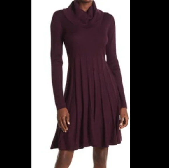 Calvin Klein Women's Long-Sleeve Cowl-Neck Fit & Flare Sweater Dress